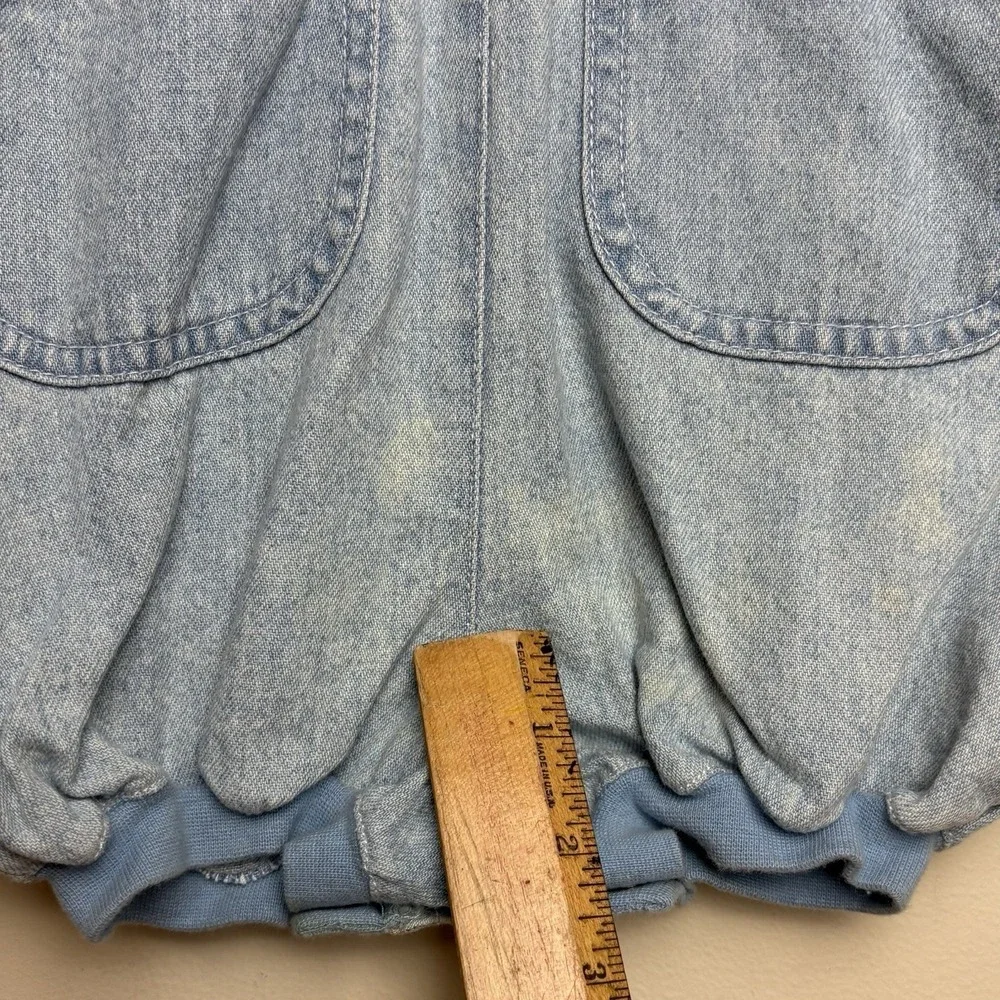 Vintage Gymboree XS 9-18 Months Light Wash Denim Colorful Bubble Romper